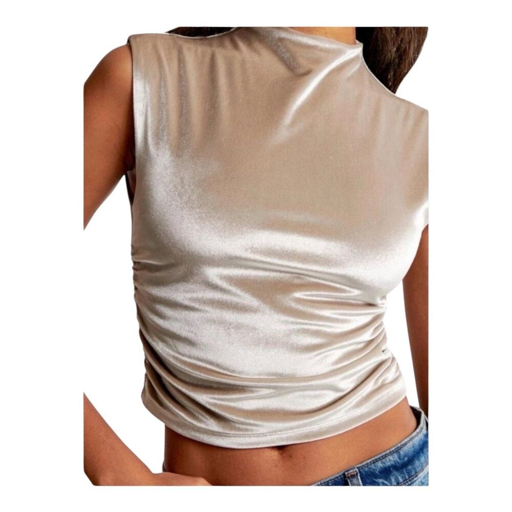 Abercrombie & Fitch Top Women Cream Velvet Small